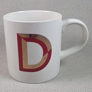Opalhouse Kaffeebecher Tasse Steinzeug Initiale D Monogramm Rot Gold - Bild 1 von 3
