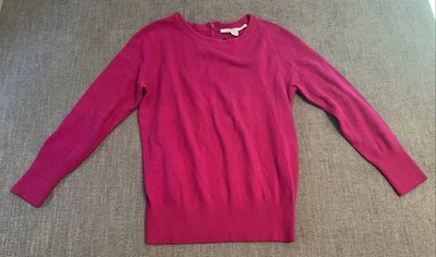 Suéter feminino Diane Von Furstenberg lã cashmere zíper traseiro fúcsia MED NOVO COM ETIQUETAS - Imagem 1 de 4