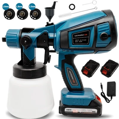RRJ Cordless High Pressure Paint Sprayer Electric HVLP Spray Gun Kit w/2 Battery