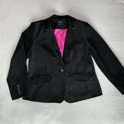 Chaqueta Blazer Charter Club Pana Negra Para Mujer Talla Pequeña 16 Edgy Corporativa Foto 1 de 4