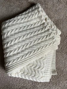 NWOT Sofia Cashmere 100% cashmere cable knit throw Blanket natural CREAM - Picture 1 of 8