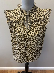 J.Crew: Rüschen-Top mit Bindeband und Leopardenmuster für Damen Größe Small - Bild 1 von 5
