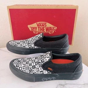 Zapatos sin cordones Vans x Cult BMX para hombre talla 7 nuevos con caja negros a cuadros - Imagen 1 de 7