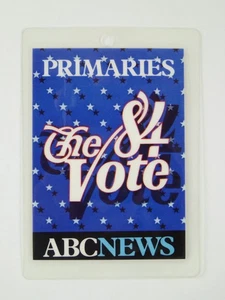 Ronald Reagan Vintage Press Pass Primaries The '84 Vote ABC News 1984 Credential - Picture 1 of 2