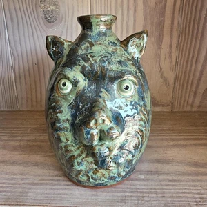 Rustic Cat Face Jug by Billy Joe Craven | 9" x 6" - Picture 1 of 8