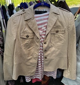 Apostrophe Womans Khaki Utility Blazer Jacket Size 12 - Picture 1 of 8