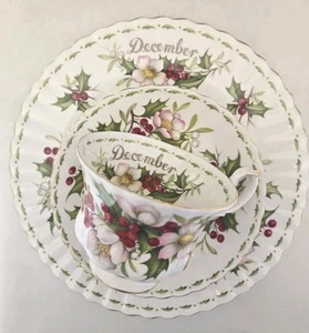 Royal Albert December Christmas Rose Flower of the Month Trio Plate/ Cup/ Saucer - Picture 1 of 11