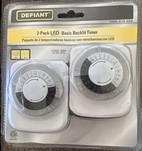 Defiant 2 Pack LED Basic Backlit Timer 24 Hour Mechanical Timer New and Sealed - Picture 1 of 2