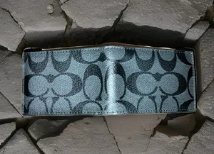 Coach Damen-Geldbörse schwarz & grau mit Doppelfaltung aus Leder Ausweisetui 3,75”x2,75” - Bild 1 von 7