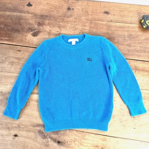 Burberry Kinder 5Y Pullover Strick Baumwolle Blau Sweater Logo auf der Vorderseite Kids Pulli - Bild 1 von 12