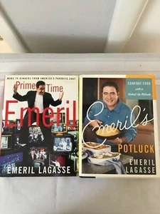 Emeril Lagasse Cookbooks - Potluck and Prime Time Emeril- Pre- owned Lot of 2 - Picture 1 of 5