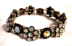 Pulsera elástica para mujer brillante acrílico transparente estrás tono plateado - Imagen 1 de 15