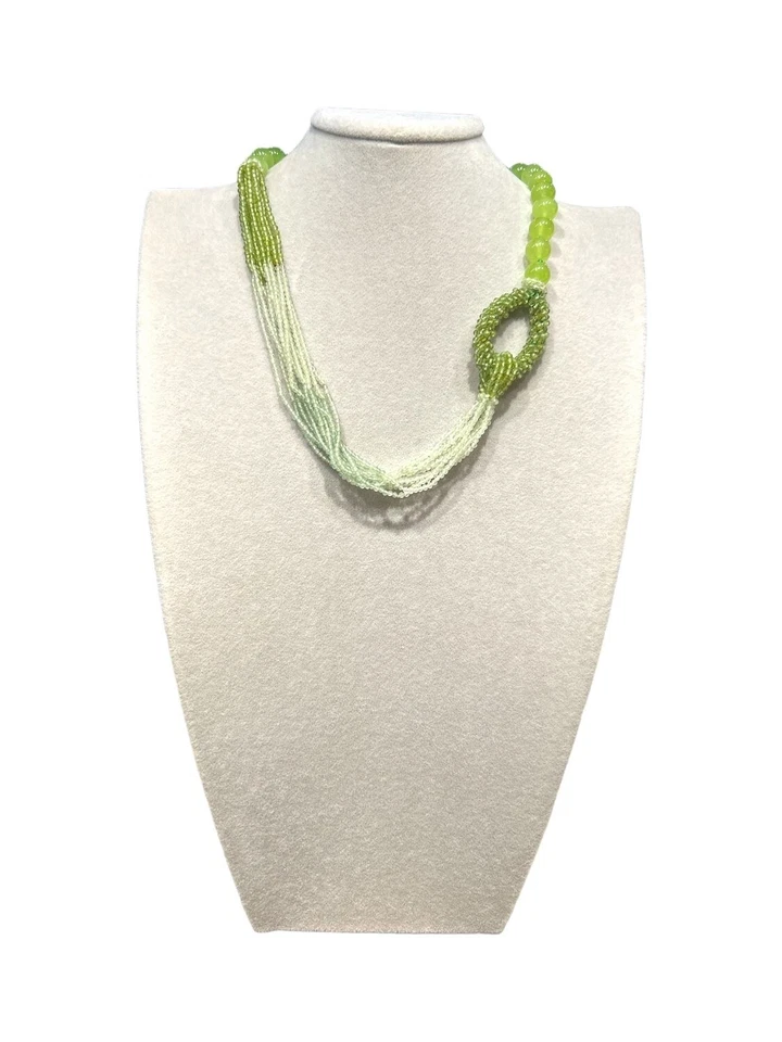 RAJOLA Collana Galileo Giada Verde Peridoto Prehnite Avventurina Oro Gioiello - Immagine 1 di 2