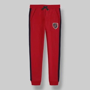 Tommy Hilfiger Kids Boys Red Drawcord Logo Shield Joggers Sweatpants Size L - Picture 1 of 2