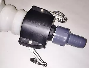 275 330 GN IBC TOTE TANK DRAIN ADAPTER 2" Cam Lock x 1" BARB for WATER PIPE - Picture 1 of 7