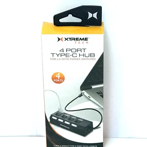 Xtreme Cables 4 Port USB 2.0 Hub w/ LED indicators and Power Switches -Black LED - Picture 1 of 14