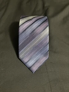 Dockers Hand Made Silk Tie Mens Purple/Blue/Silver Striped Stain Resistant - Picture 1 of 5