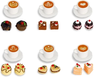 24 Pcs Miniature Food Kitchen Decoration Sets 1:12 Miniature Coffee Mugs Cakes D - Picture 1 of 12