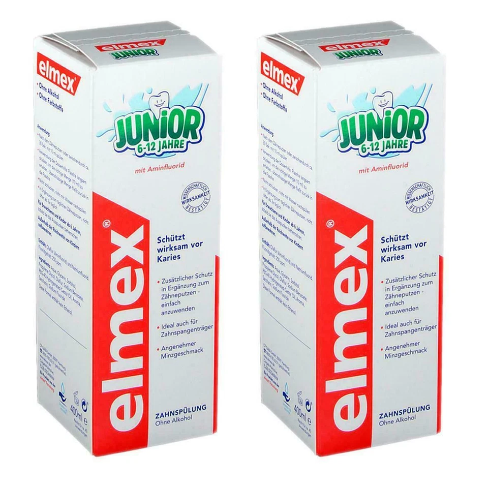 ✅Elmex Junior Mundspülung Kinder Mundspülung mit Fluorid gegen Karies 2 x400ml ✅