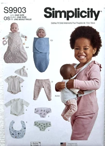 Simplicity Pattern S9903 15" Baby Doll Clothes Dresses & Accessories Carrier - Picture 1 of 2