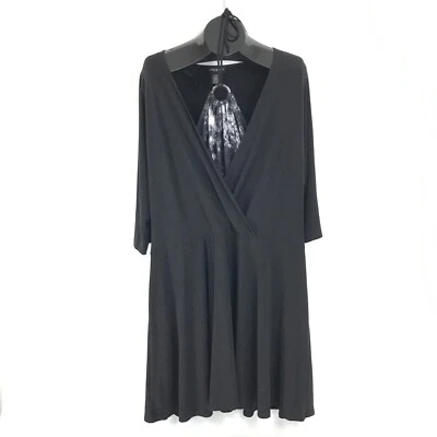 Lane Bryant Faux Wrap Dress Women's Plus Size 14/16W Halter Neck Stretch Knit - Image 1 of 4