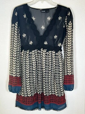 VTG 90s Fredericks of Hollywood Boho Cottagecore Chiffon Dress Size 6 Tie Back - Image 1 of 4