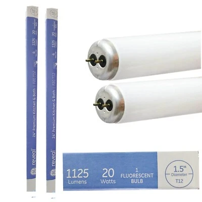 2x GE 20W 1125 Lumens 24" Daylight Linear Fluorescent Tube Light Bulb F20 T12 - Image 1 of 4
