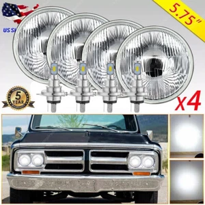 4PCS 5.75" 5-3/4" Round LED Headlights For GMC C15/C1500 1961-1972 Pickup C2500 - Picture 1 of 14