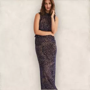 Maxi Vestido Phase Eight Catalina Marrón Azul Marino Terciopelo Leopardo Reino Unido 10 Nuevo con Etiquetas Precio de venta sugerido por el fabricante 189 GBP - Imagen 1 de 6