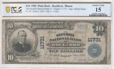 $10 1902 National Currency, The Security National Bank of Rockford, Illinois, VF