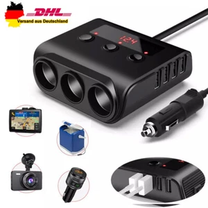 12V 24V Auto KfZ Adapter 3 Fach Zigarettenanzünder Verteiler mit 4 USB Steckdose - Bild 1 von 17