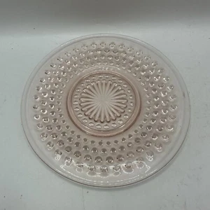 Vintage Pink Depression Glass Plate With Hobnail & Sunburst Pattern - Picture 1 of 3