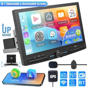 4+64G For Single DIN Rotatable Android 13 Touch Screen Car Stereo Radio GPS WiFi - Picture 1 of 17