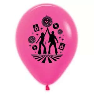 Disco Neon Fuchsia 30cm Latex Balloons 6pk Glow in the Dark Dance Disco Party - Picture 1 of 1