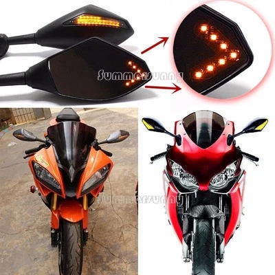 Espejos retrovisores LED negros mate para motocicleta Yamaha YZF R6 YZF600 FZR600 Foto 1 de 4