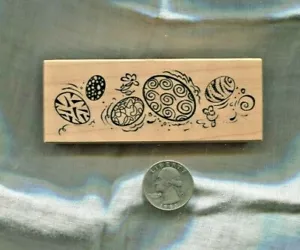 Estampilla de goma montada en madera con borde de huevo de Pascua PSX intercambio de estampillas personales G-2314 - Imagen 1 de 2