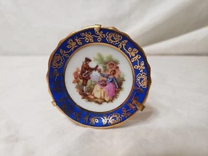 VTG Limoges France La Reine Fragonard Blue Border French Man Woman People Pre-ow - Picture 1 of 6