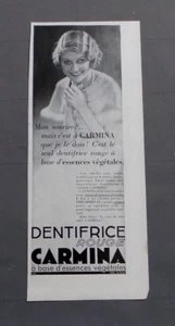 PUBLICITE ANCIENNE ADVERT CLIPPING 191017 DENTIFRICE ROUGE CARMINA A BASE ESSENC - Imagen 1 de 1