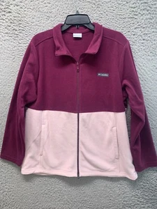 COLUMBIA SPORTSWEAR Womens 1X Full Zip Up Mock Neck Pink Fleece Jacket - Picture 1 of 8