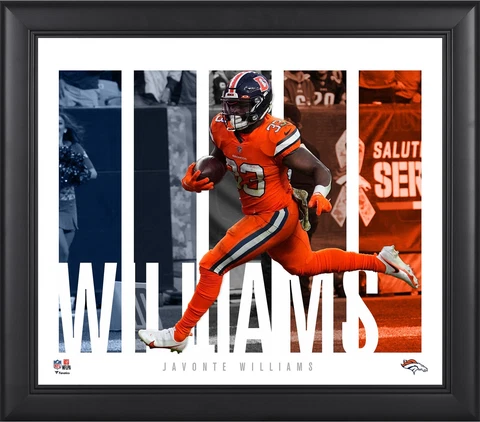 Javonte Williams Denver Broncos Framed 15" x 17" Player Panel Collage Cover