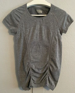 Athleta Fast Track Ruched Short Sleeve Tee #964081, Gray. Size: M - Imagen 1 de 6