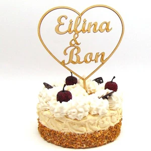 Cake Plug Heart Bridegroom Names Personalized Cake Topper Custom - Picture 1 of 2