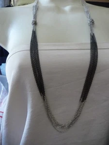 16" L 8 STRANG SILBER & SCHWARZ TON KETTEN STATEMENT HALSKETTE #17/8 - Bild 1 von 8