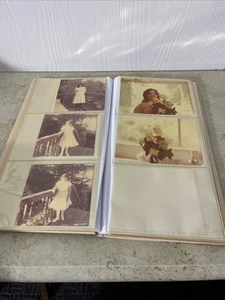 Vintage Slip In Pocket Photo Album Brown With Some Color Photos Woman - Picture 1 of 6