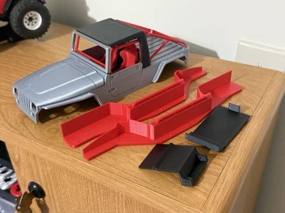 Axial SCX24 Jeep LJ Pickup Body And Chassis Kit. (silver And Red/ Red Chassis) - Image 1 of 4