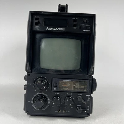 MGA Mitsubishi Portátil TV Radio Reloj Receptor DC AC BATERÍA BB0580 1978 Probado Foto 1 de 4