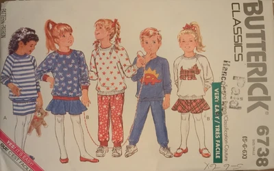 VINTAGE BUTTERICK Sewing Pattern #6738 CHILDS' TOP, SKIRT & PANTS  5-6-6X  UC/FF - Image 1 of 4
