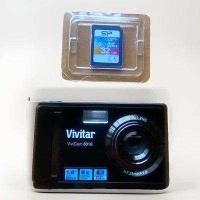 Vivitar ViviCam 8018 8.1MP Digital Camera Black With 8GB Memory Card Working - Image 1 of 4