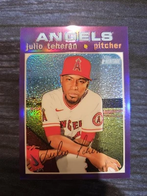 2020 Topps Heritage High Number Julio Teheran #THC-516 Purple Chrome Angels - Image 1 of 2