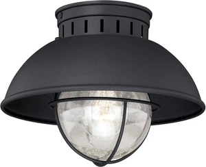 Vaxcel Lighting T0142 Harwich 1 Light Flush Mount Outdoor Ceiling - Black - Picture 1 of 12